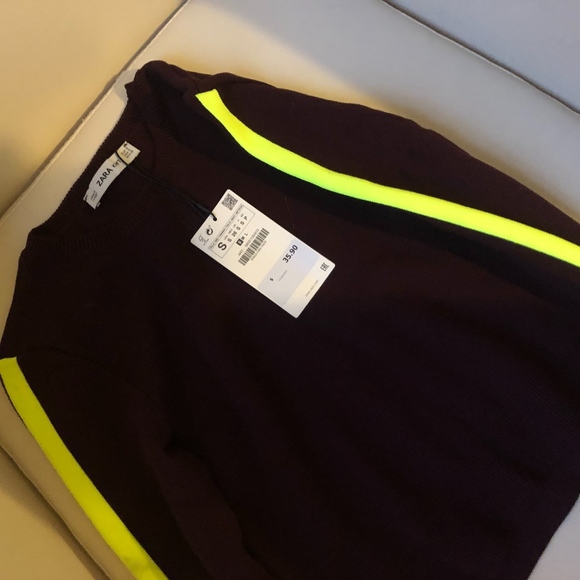 ZARA BURGUNDY AND LIME TOP - Picture 2 of 4